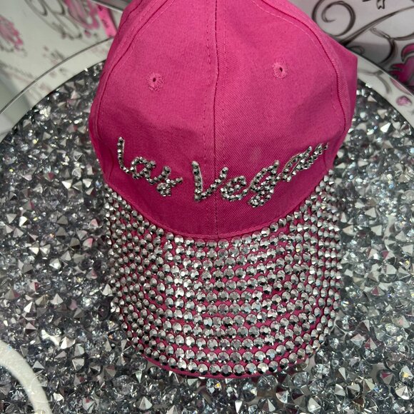 Las Vegas hot pink and silver sequence rhinestones gems sizable hat main image 10